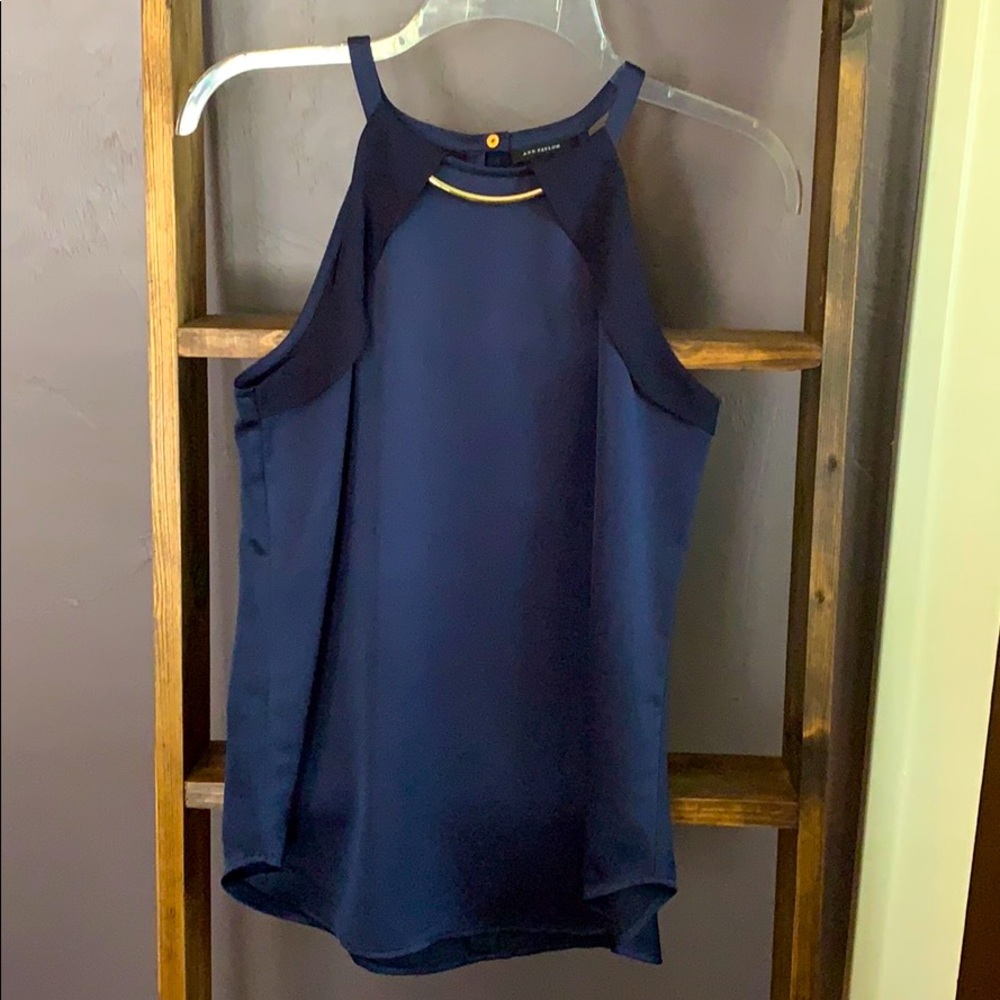 Ann Taylor Sleeveless Top, Gold Accents, Size XS